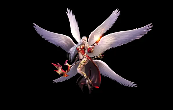 Картинка With - Wizard, Magic, Art, Fantasy, Wings, Beautiful, Girl, Minimalism, Wizard, Eron Kim, Angel, Armor