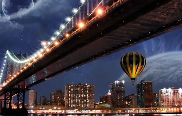 Ночь, мост, город