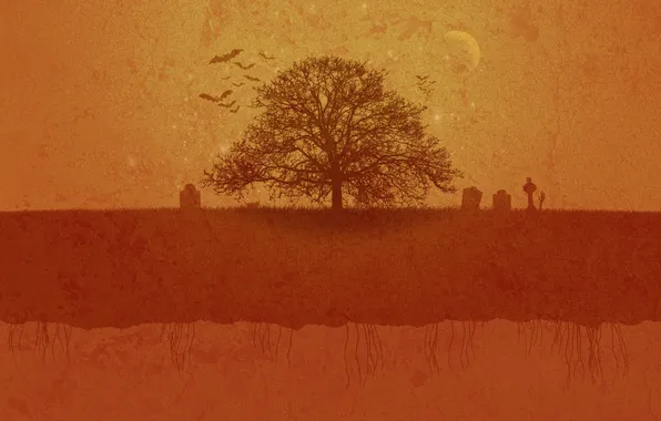 Картинка осень, деревья, дерево, минимализм, осенние обои