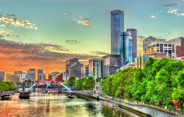 Evening, dusk, downtown, landmark, dramatic, melbourne, flinders