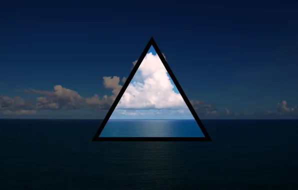 Картинка море, небо, вода, облака, океан, треугольник