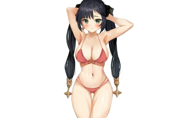Girl, sexy, lingerie, bra, cleavage, panties, long hair, boobs