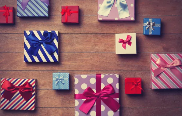 Коробка, подарок, лента, бант, box, wood, present, gift
