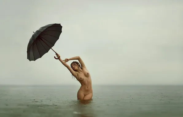 Wet, photography, umbrella, water, nude, naked, outdoors, outdoor nude