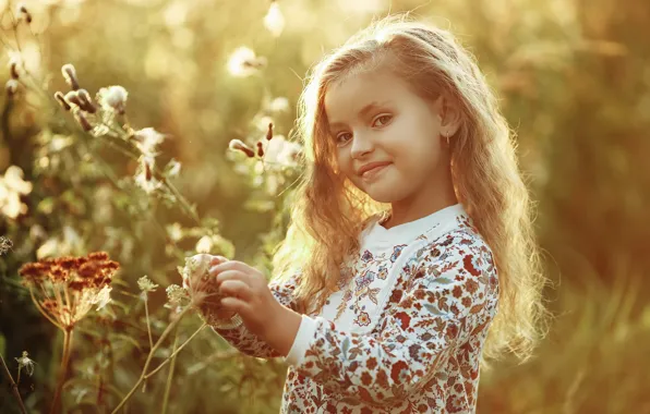 Картинка взгляд, природа, девочка, травы, ребёнок, Валерия Касперова