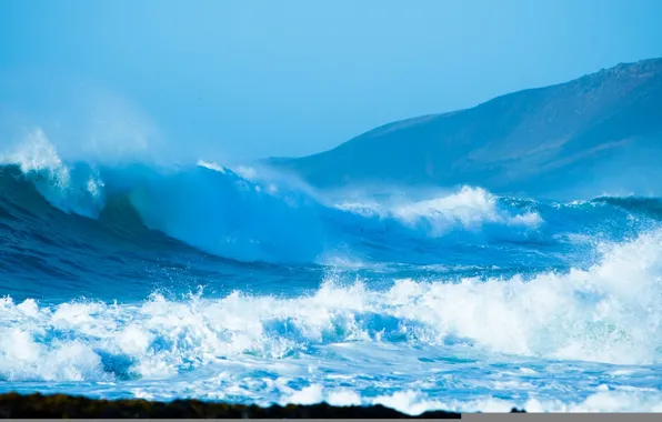 Волны, шторм, панорама, Исландия, Iceland, Атлантический океан, Atlantic Ocean