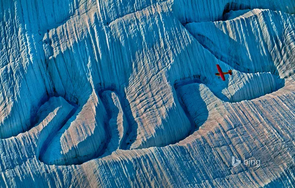 Горы, самолет, ледник, Аляска, США, Wrangell-St. Elias National Park and Preserve