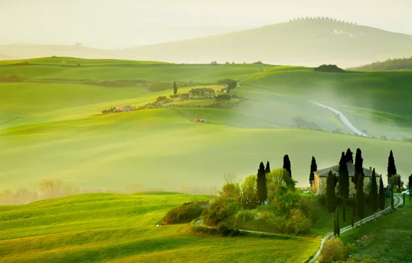 Картинка лето, небо, деревья, пейзаж, природа, Италия, summer, Landscape