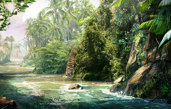 Небо, Природа, Деревья, Река, Джунгли, Jungle, Nature, Sky