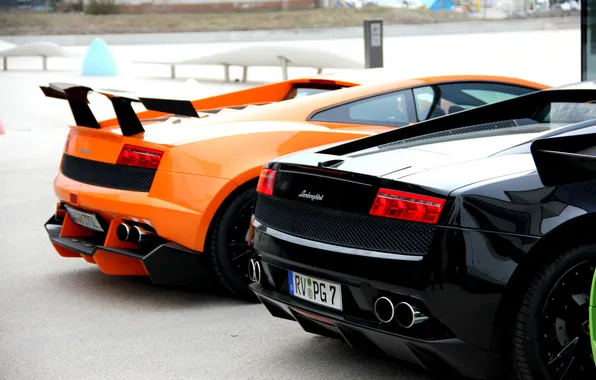 Картинка оранжевый, черный, Lamborghini, gallardo, black, orange, ламборгини