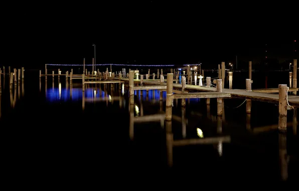 Ночь, мост, озеро