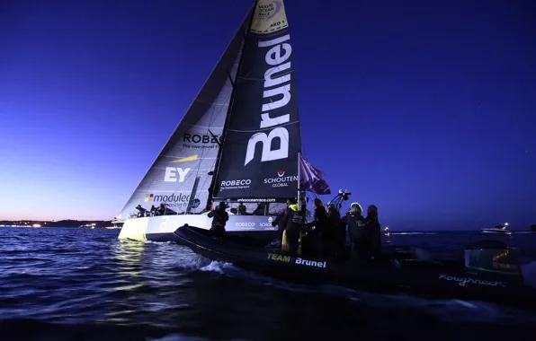 Спорт, яхта, съемка, регата, Атлантика, команда Brunel, Team Brunel arrives to Lisbon, first position