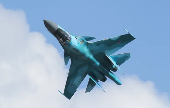 Картинка небо, полет, истребитель, Су-34