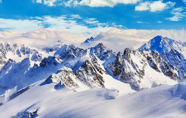 Картинка ice, white, sky, landscape, winter, mountains, snow, switzerland