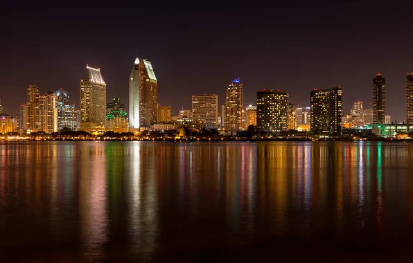 Картинка ночные огни, ночной город, Сан-Диего