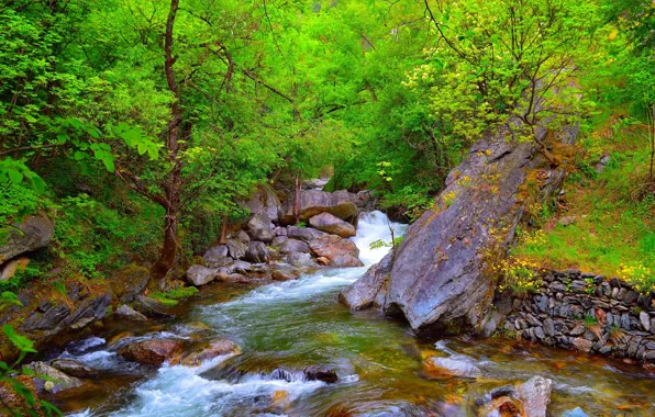 Картинка Природа, Поток, Весна, Камни, Nature, Речка, Spring, River