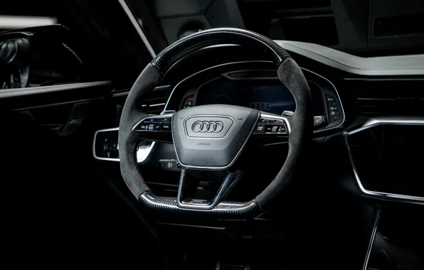 Картинка Audi, руль, салон, ABT, универсал, TFSI, RS 6, 2020