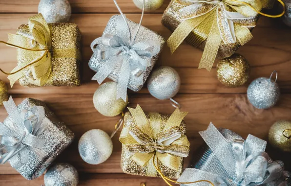 Картинка украшения, шары, Новый Год, Рождество, подарки, golden, Christmas, balls