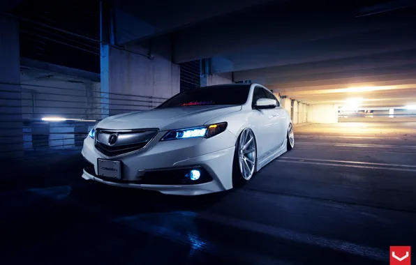 Car, Front, White, Tuning, Acura, Vossen, Wheels, TLX