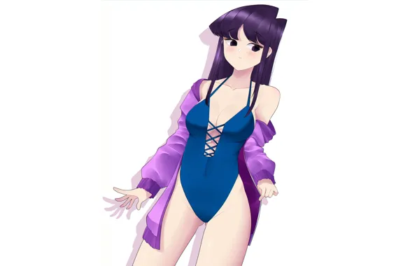 Girl, sexy, cleavage, long hair, boobs, anime, beautiful, purple eyes