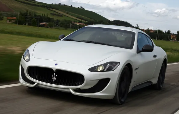 Картинка car, Maserati, white, GranTurismo, Sport, MC line