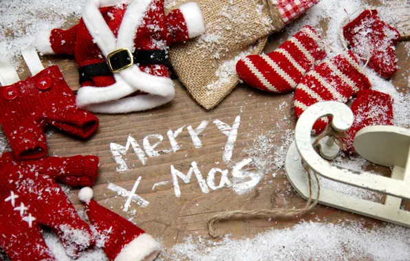 Снег, праздник, игрушки, вещи, Рождество, декорации, Christmas, санки