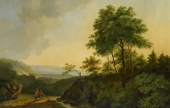 Картинка пейзаж, картина, холст, Горы Гарца, Cornelis Francois Roos