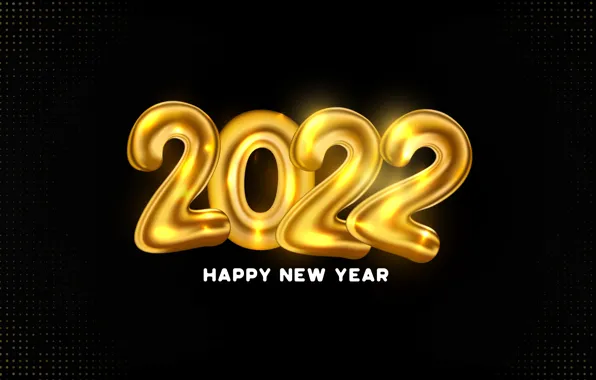 Золото, цифры, Новый год, golden, черный фон, new year, happy, decoration