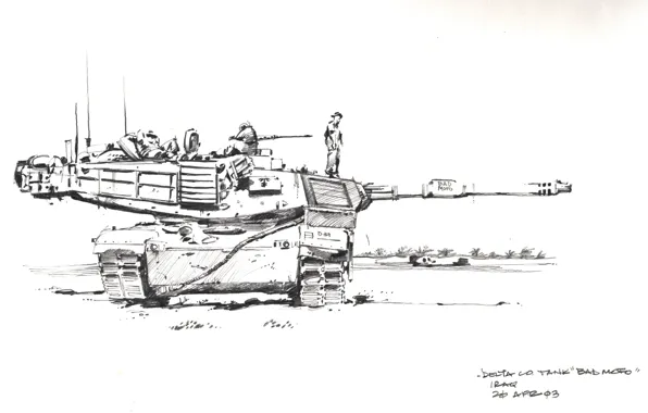Картинка рисунок, танк, USA, США, военная техника, Abrams M1A1