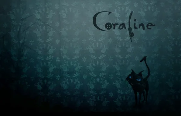 Кот, надпись, мультфильм, жуки, страшная сказка, Coraline, Коралина, Коралайн