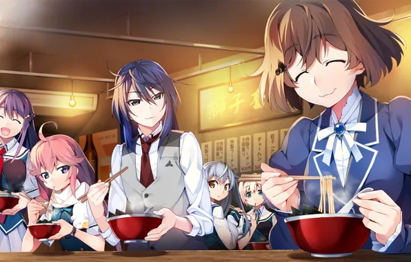 Девушки, еда, палочки, Grisaia: Phantom Trigger