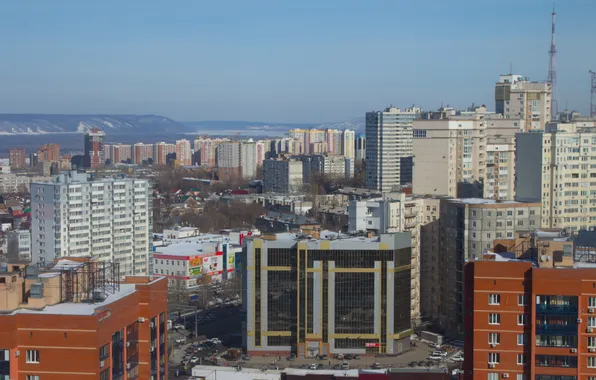 Картинка небо, город, здания, дома, весна, Россия, архитектура, Самара