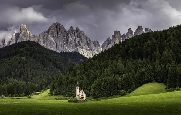 Картинка Paysage de Montagne, Chiesetta di Funes, Vacacances Italie