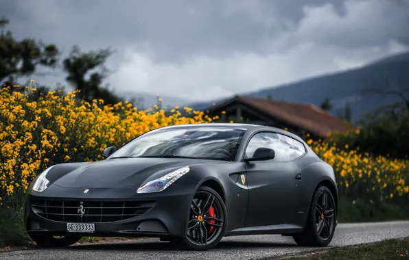 Картинка Черный, Феррари, Ferrari, Front, Black, Суперкар, Итальянский, Supercar