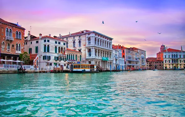 Картинка Venezia, Гранд канал, Venice, Италия, дома, Italia, вечер, здания