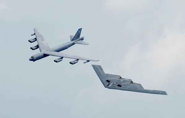 Небо, облака, бомбардировщик, B-1, американский, Боинг, стратегический, Лансер