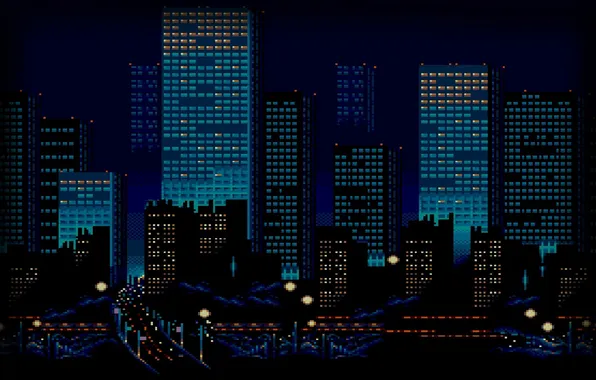City, арт, пиксель, pixel-art