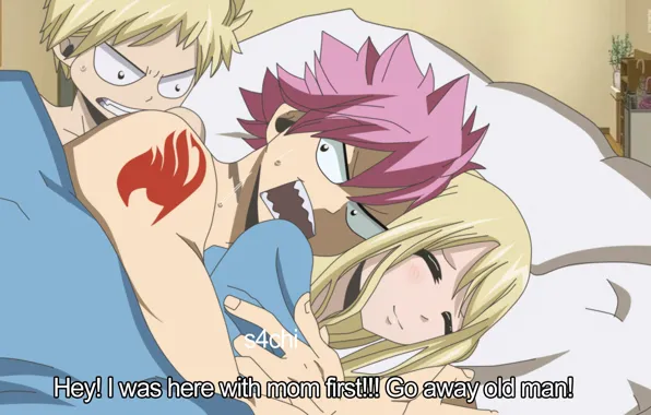 Аниме, арт, Fairy Tail, Нацу, Люси, Хвост феи