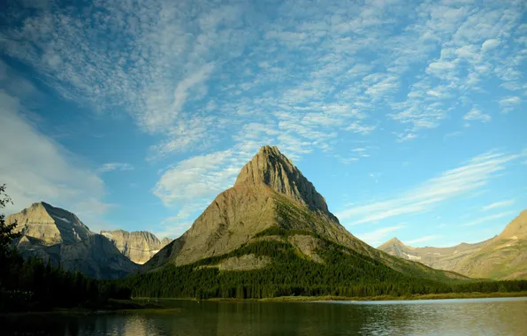 Картинка США, Glacier National Park, штат Монтана, Клементс горы, озеро Swiftcurrent