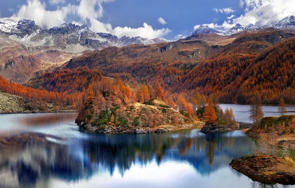 Картинка осень, горы, озеро