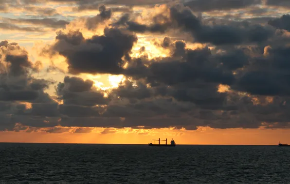 Картинка море, небо, облака, закат, природа, Nature, sky, sea