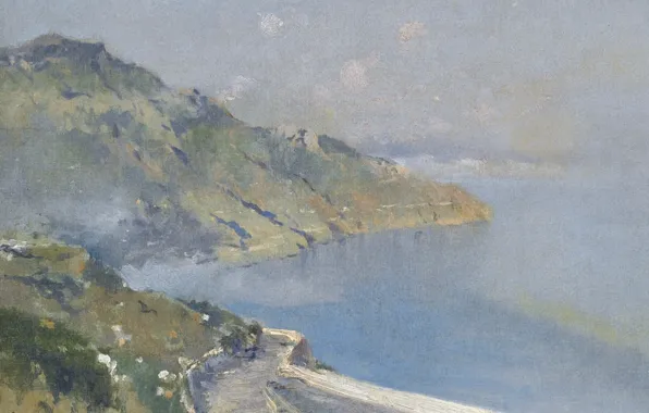 Картинка море, пейзаж, горы, картина, Василий Поленов, Залив Смирны