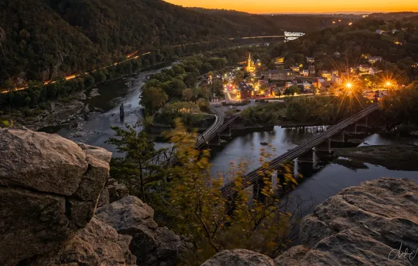 Город, Sunset, Harpers Ferry