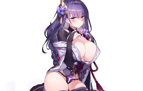 Girl, sexy, lingerie, pantsu, yukata, cleavage, panties, thighhighs