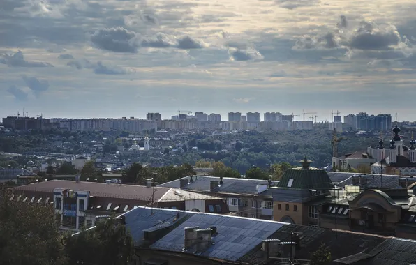 Картинка небо, облака, город, крыши, Россия, Russia, Калуга, Kaluga
