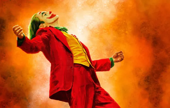 Рисунок, краска, Джокер, костюм, art, Joaquin Phoenix, Хоакин Феникс, Joker 2019