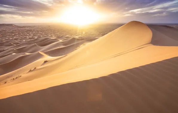 Солнце, тучи, пустыня, дюны, пески, Morocco, Er Rachidia, Merzouga