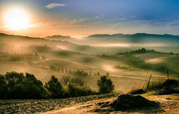 Sunrise, Fog, Tuscany