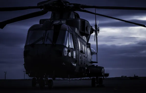Авиация, ночь, вертолет, аэродром, AgustaWestland, AW101 Merlin