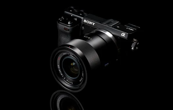 Картинка Фотоаппарат, черный фон, SONY, Объектив NEX-7